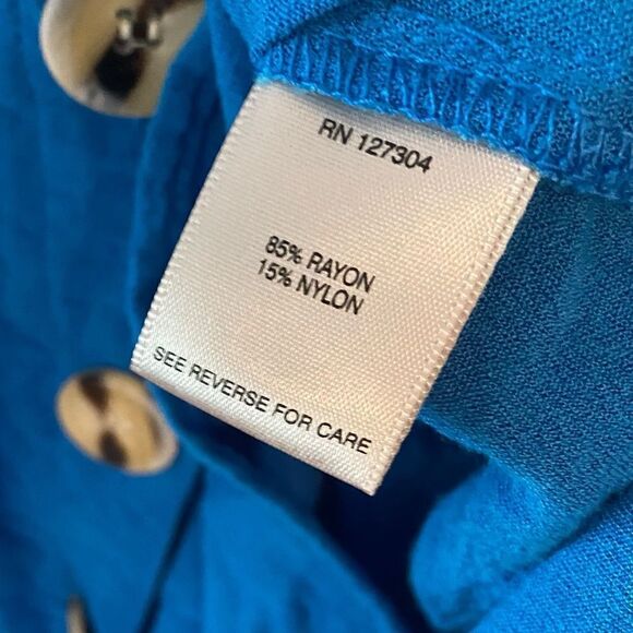 John Mark Sz M Blue Collar Large Button Front Short Sleeve Relaxed Fit Shirt - Picture 6 of 6